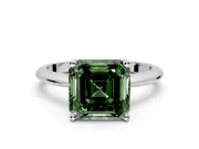 Solitaire Engagement Ring Setting for Fancy Green Asscher Cut Center with Knife Ridge Band and Claw Prong Head in Platinum