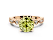 Solitaire Engagement Ring Setting for Fancy Yellow Round Cut Center with Milgrain Bezel Accents and Prong Head in Rose Gold