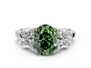 Floral Engagement Ring Setting for Fancy Green Oval Center with Marquise Cluster Shoulders and Prong Head in Platinum