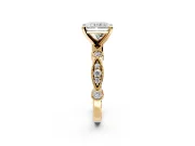 Solitaire Engagement Ring Setting for Radiant Cut Center with Milgrain Bezel Accents and Prong Head in Yellow Gold