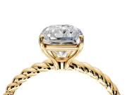 Solitaire Engagement Ring Setting for Radiant Cut Center with Plain Twisted Rope Band and Prong Head in Yellow Gold