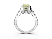 Solitaire Engagement Ring Setting for Fancy Yellow Asscher Cut Center with Pave Cathedral Shoulders and Prong Head in Platinum