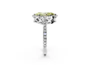 Accent Halo Engagement Ring Setting for Fancy Yellow Marquise Center with Full-Length Pave Band and Prong Head in Platinum