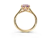 Solitaire Engagement Ring Setting for Fancy Pink Princess Cut Center with Cathedral Band and Prong Head in Yellow Gold