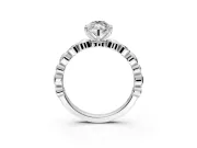 Solitaire Engagement Ring Setting for Marquise Center with Beaded Bezel Station Band and Prong Head in Sterling Silver