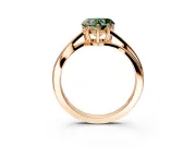 Solitaire Engagement Ring Setting for Fancy Green Heart-Shaped Center with Plain Bypass Twist Band and Prong Head in Rose Gold