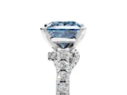 Solitaire Engagement Ring Setting for Fancy Blue Princess Cut Center with Crossover Accents and Prong Head in Platinum
