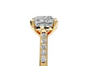 Solitaire Engagement Ring Setting for Cushion Cut Center with Channel Accents and Prong Head in Yellow Gold
