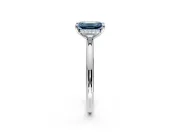 Hidden Halo Engagement Ring Setting for Fancy Blue Emerald Cut Center with Thin Rounded Band and Prong Head in Platinum