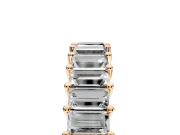 Baguette Lab-Grown Diamond Half Eternity Wedding Band with Shared-Prong Setting in Rose Gold