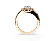Pave Halo Engagement Ring Setting for Oval Center with Single Row Pave Band and Prong Head in Rose Gold
