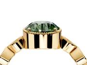 Vintage Station Engagement Ring Setting for Fancy Green Round Cut Center with Accents and Prong Head in Yellow Gold