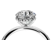 Hidden Halo Engagement Ring Setting for Round Cut Center with Thin Round-Wire Band and Prong Head in Platinum
