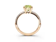 Solitaire Engagement Ring Setting for Fancy Yellow Cushion Cut Center with Multi-Row Pave Accents and Basket Head in Rose Gold