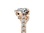 Solitaire Engagement Ring Setting for Heart-Shaped Center with Crossover Accents and Prong Head in Rose Gold