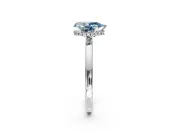 Hidden Halo Engagement Ring Setting for Fancy Blue Pear-Shaped Center with Plain Band and Tall Prong Head in Platinum