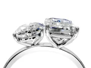 Oval and Emerald Cut Lab-Grown Diamond Toi et Moi Engagement Ring with Prong-Set Stones in Platinum