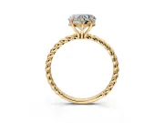Solitaire Engagement Ring Setting for Heart-Shaped Center with Plain Twisted Rope Band and Prong Head in Yellow Gold
