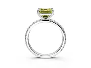 Solitaire Engagement Ring Setting for Fancy Yellow Asscher Cut Center with Shared-Prong Accents and Prong Head in Platinum