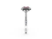 Halo Engagement Ring Setting for Fancy Pink Asscher Cut Center with Pave Accents, Heart Basket and Prong Head in Platinum