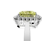 Starburst Halo Engagement Ring Setting for Fancy Yellow Radiant Cut Center with Flat Cathedral Band and Prong Head in Sterling Silver