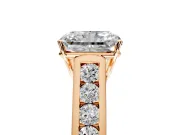 Solitaire Engagement Ring Setting for Radiant Cut Center with Round Cut Channel Band and Prong Head in Rose Gold