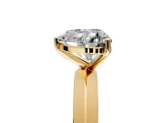 Solitaire Engagement Ring Setting for Heart-Shaped Center with Wide Knife Ridge Band and Prong Head in Yellow Gold