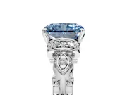 Solitaire Engagement Ring Setting for Fancy Blue Radiant Cut Center with Filigree Band and Prong Head in Platinum