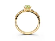 Cluster Engagement Ring Setting for Fancy Yellow Oval Center with Round Cut Accent Band and Prong Head in Yellow Gold