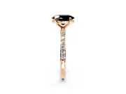Solitaire Engagement Ring Setting for Fancy Black Oval Center with Pave Accents and Prong Head in Rose Gold