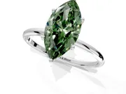 Solitaire Engagement Ring Setting for Fancy Green Marquise Center with Straight Thin Band and Prong Head in Platinum