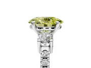 3 Stone Engagement Ring Setting for Fancy Yellow Oval Center with Round Cut Side Accents and Prong Head in Sterling Silver