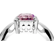 Halo Engagement Ring Setting for Fancy Pink Radiant Cut Center with Tapered Plain Band and Prong Head in Platinum