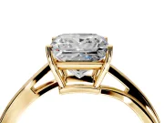 Solitaire Engagement Ring Setting for Princess Cut Center with Plain Bypass Twist Band and Prong Head in Yellow Gold