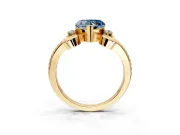 Solitaire Engagement Ring Setting for Fancy Blue Heart-Shaped Center with Twisted Band and Scroll Prong Head in Yellow Gold