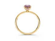 Solitaire Engagement Ring Setting for Fancy Pink Emerald Cut Center with Straight Thin Band and Prong Head in Yellow Gold