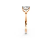 Solitaire Engagement Ring Setting for Radiant Cut Center with Fine Wire Band and Prong Head in Rose Gold