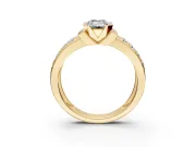Bezel Engagement Ring Setting for Emerald Cut Center with Wide Channel-Set Band and Bezel Head in Yellow Gold