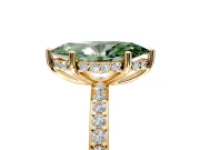 Solitaire Engagement Ring Setting for Fancy Green Marquise Center with Fine Pave Band and Prong Head in Yellow Gold