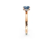 Hidden Halo Engagement Ring Setting for Fancy Blue Cushion Cut Center with Plain Band and Tall Prong Head in Rose Gold