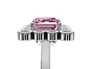 Cluster Halo Engagement Ring Setting for Fancy Pink Asscher Cut Center with Milgrain Bezel Accents and Prong Head in Sterling Silver
