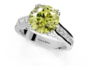 Solitaire Engagement Ring Setting for Fancy Yellow Round Cut Center with Channel Band and Double Claw Prong Head in Platinum