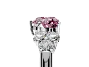 Cluster Engagement Ring Setting for Fancy Pink Heart-Shaped Center with Round Cut Accent Frame and Prong Head in White Gold