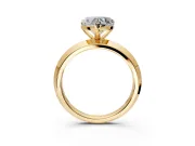 Solitaire Engagement Ring Setting for Heart-Shaped Center with Wide Knife Ridge Band and Prong Head in Yellow Gold