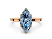 Solitaire Engagement Ring Setting for Fancy Blue Marquise Center with Thin Rounded Plain Band and Prong Head in Rose Gold