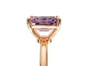 Minimalist Solitaire Engagement Ring Setting for Fancy Pink Emerald Cut Center with Thin Band and Prong Head in Rose Gold