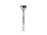 Solitaire Engagement Ring Setting for Fancy Green Round Cut Center with Micro Pave Band and Prong Head in White Gold