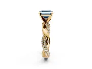 Solitaire Engagement Ring Setting for Fancy Blue Asscher Cut Center with Pave and Plain Crossover and Basket Head in Yellow Gold