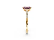 Solitaire Engagement Ring Setting for Fancy Pink Emerald Cut Center with Channel Accents and Prong Head in Yellow Gold