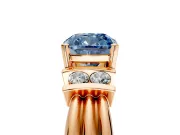 Solitaire Engagement Ring Setting for Fancy Blue Cushion Cut Center with Grooved Bar Accent Band and Prong Head in Rose Gold
